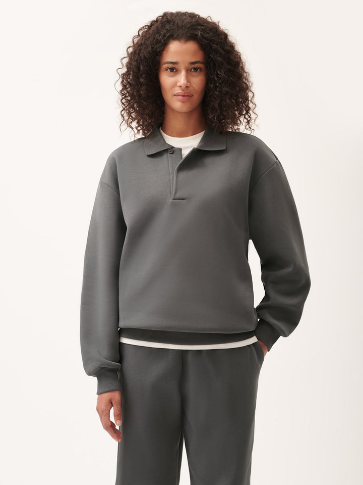 Womens DNA Heavyweight Polo Sweatshirt—atmosphere grey