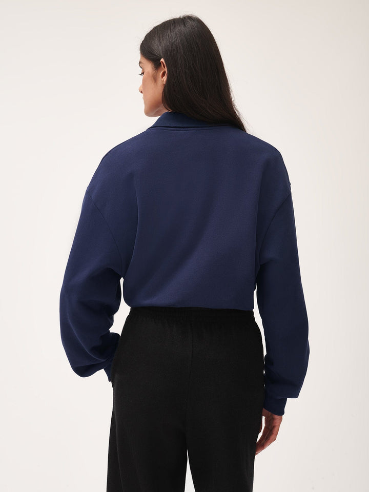 Womens DNA Heavyweight Polo Sweatshirt—navy
