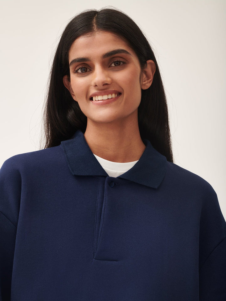 Womens DNA Heavyweight Polo Sweatshirt—navy