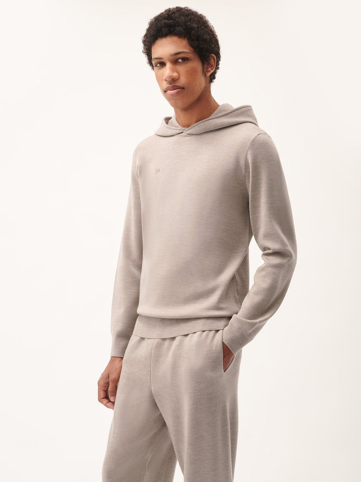 Mens DNA Regenerative Merino Wool Hoodie—stone marl