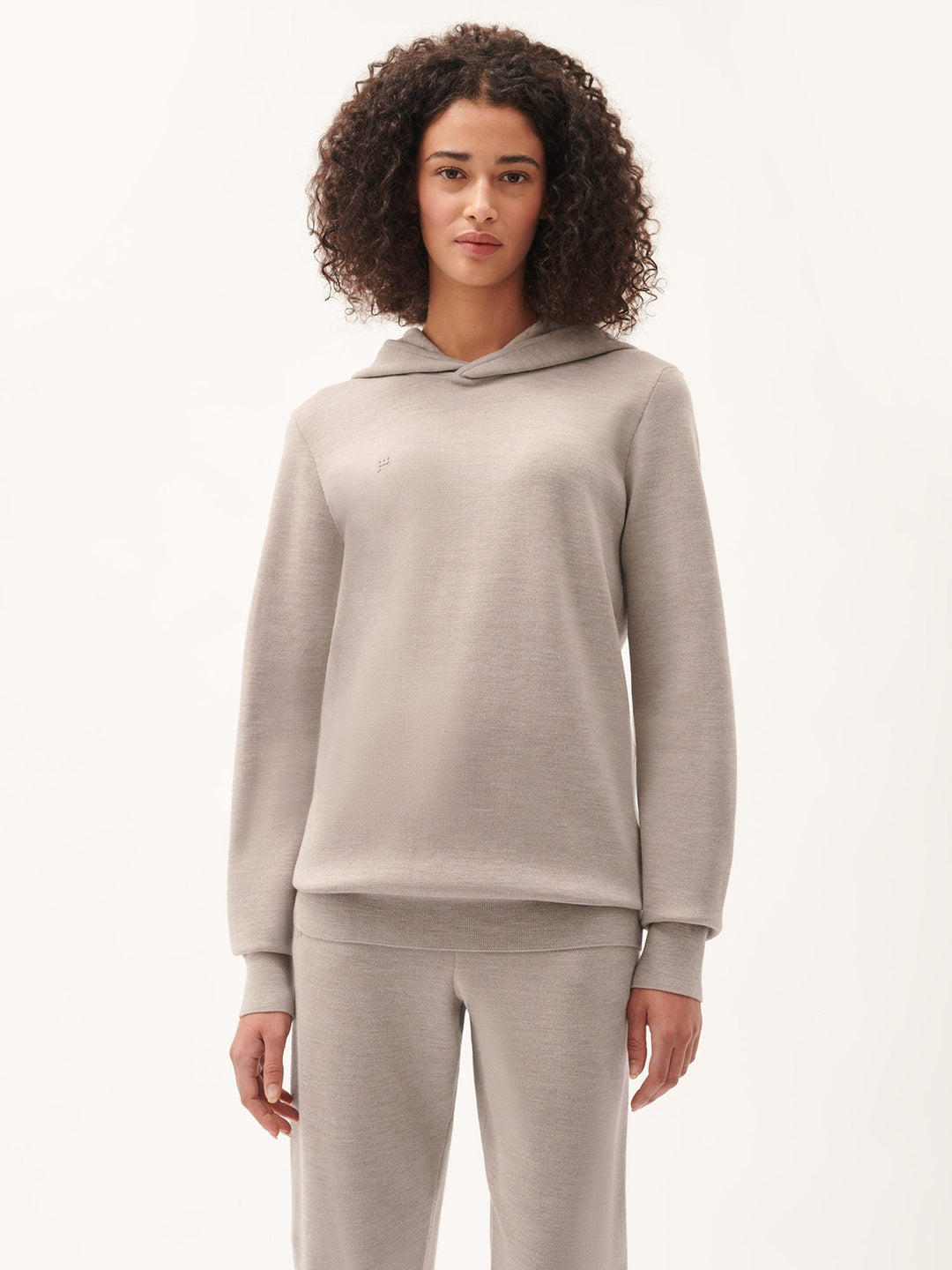 Womens DNA Regenerative Merino Wool Hoodie—stone marl