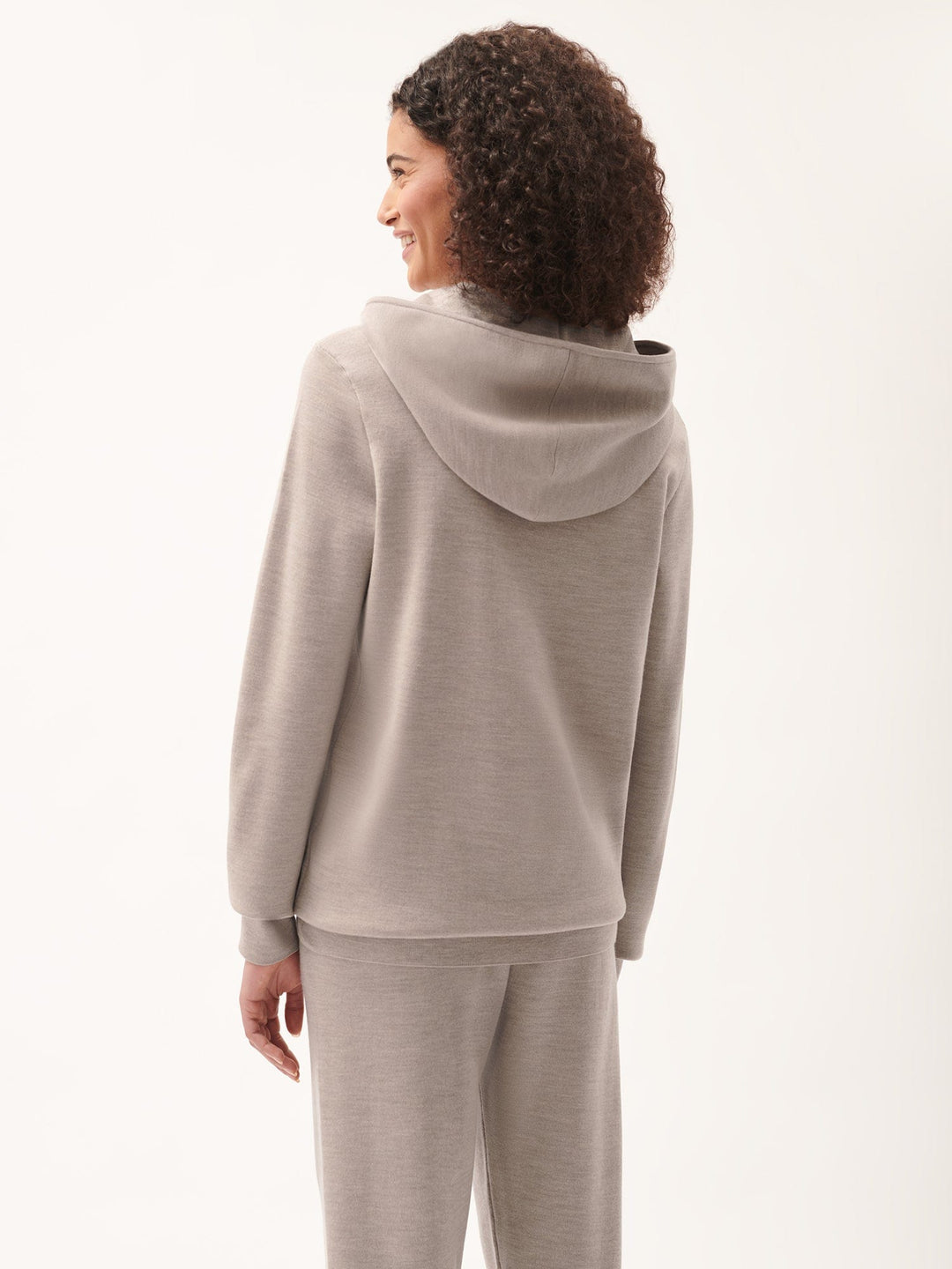 Womens DNA Regenerative Merino Wool Hoodie—stone marl