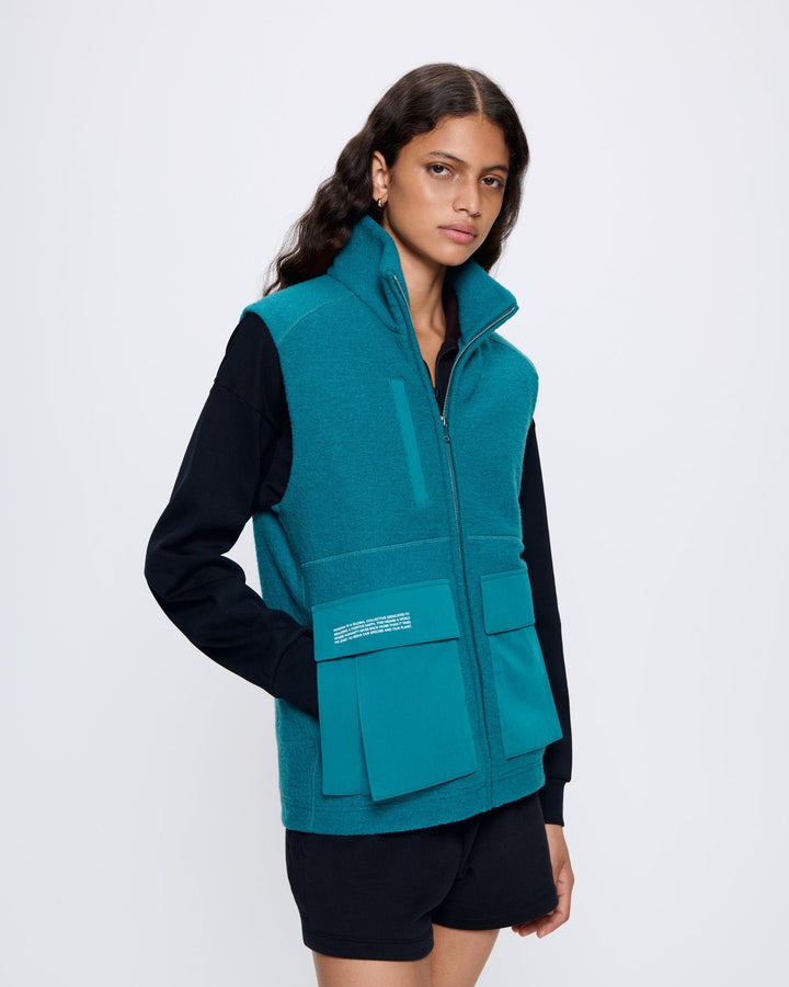 Womens DNA Utility Wool Gilet—scarab teal