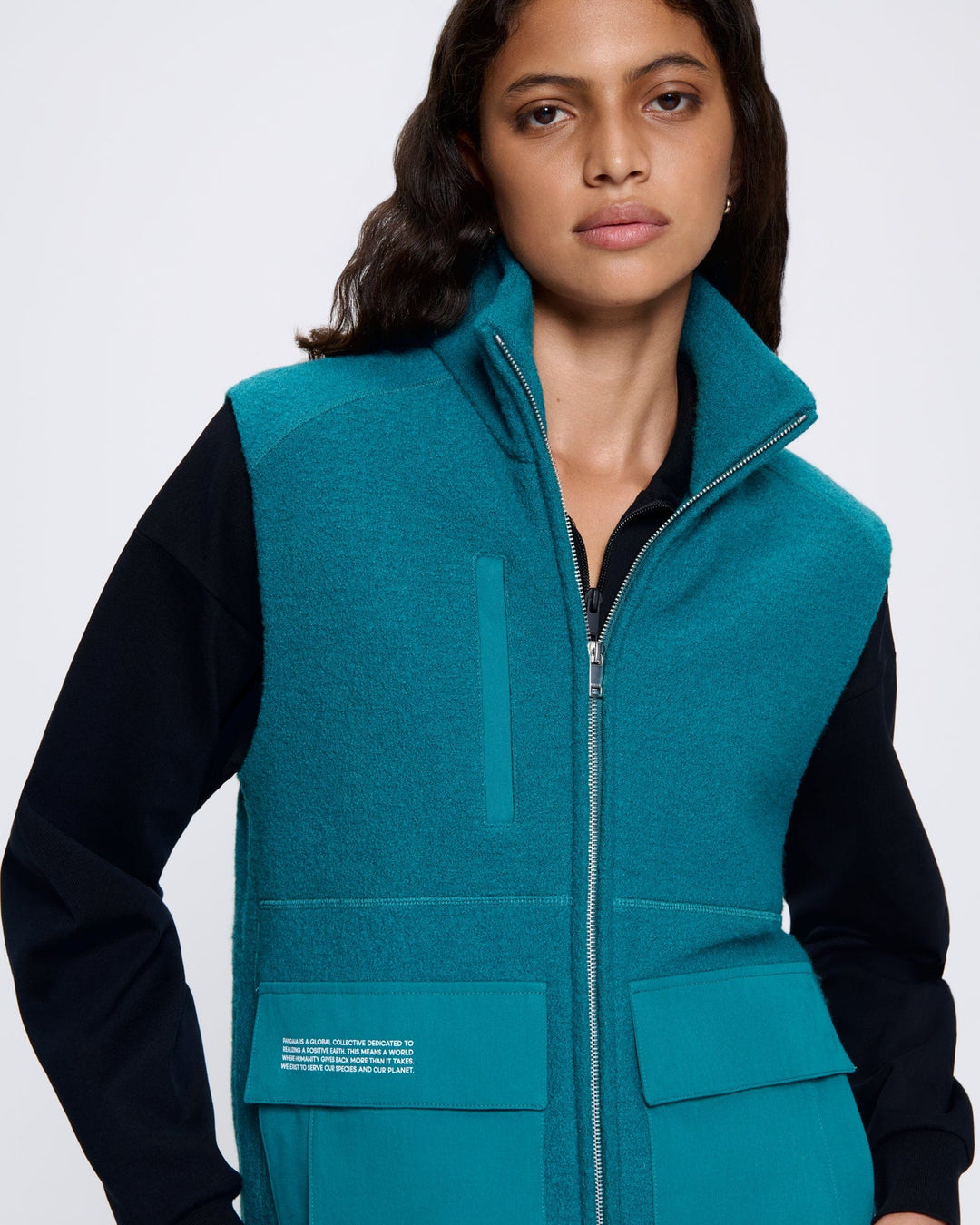 Womens DNA Utility Wool Gilet—scarab teal