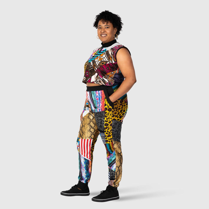 mixed print  'all-over reroll' cropped tank top