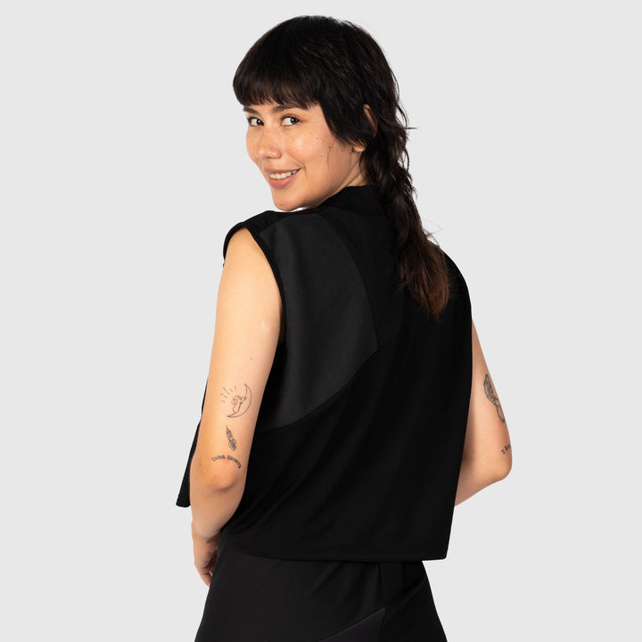black 'all-over reroll' cropped tank top