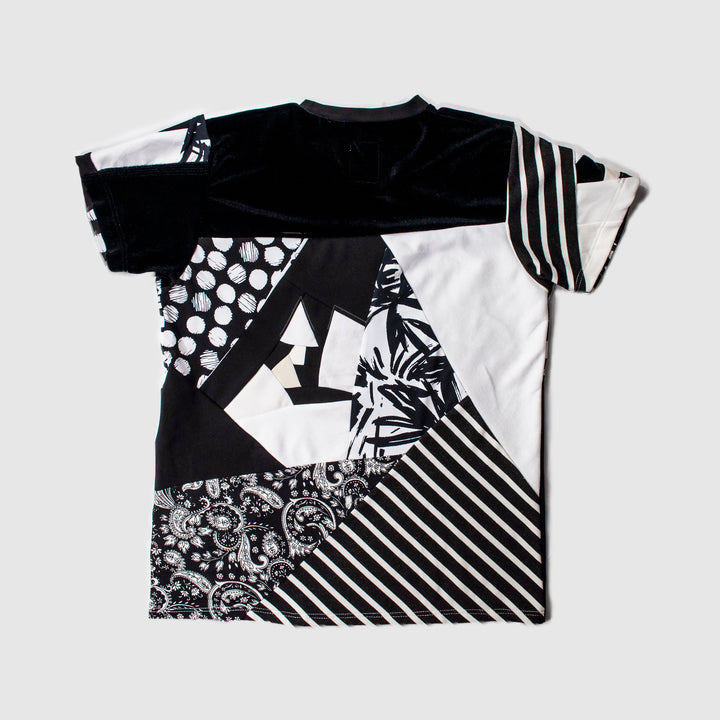 black + white 'all-over reroll' short sleeve tee shirt