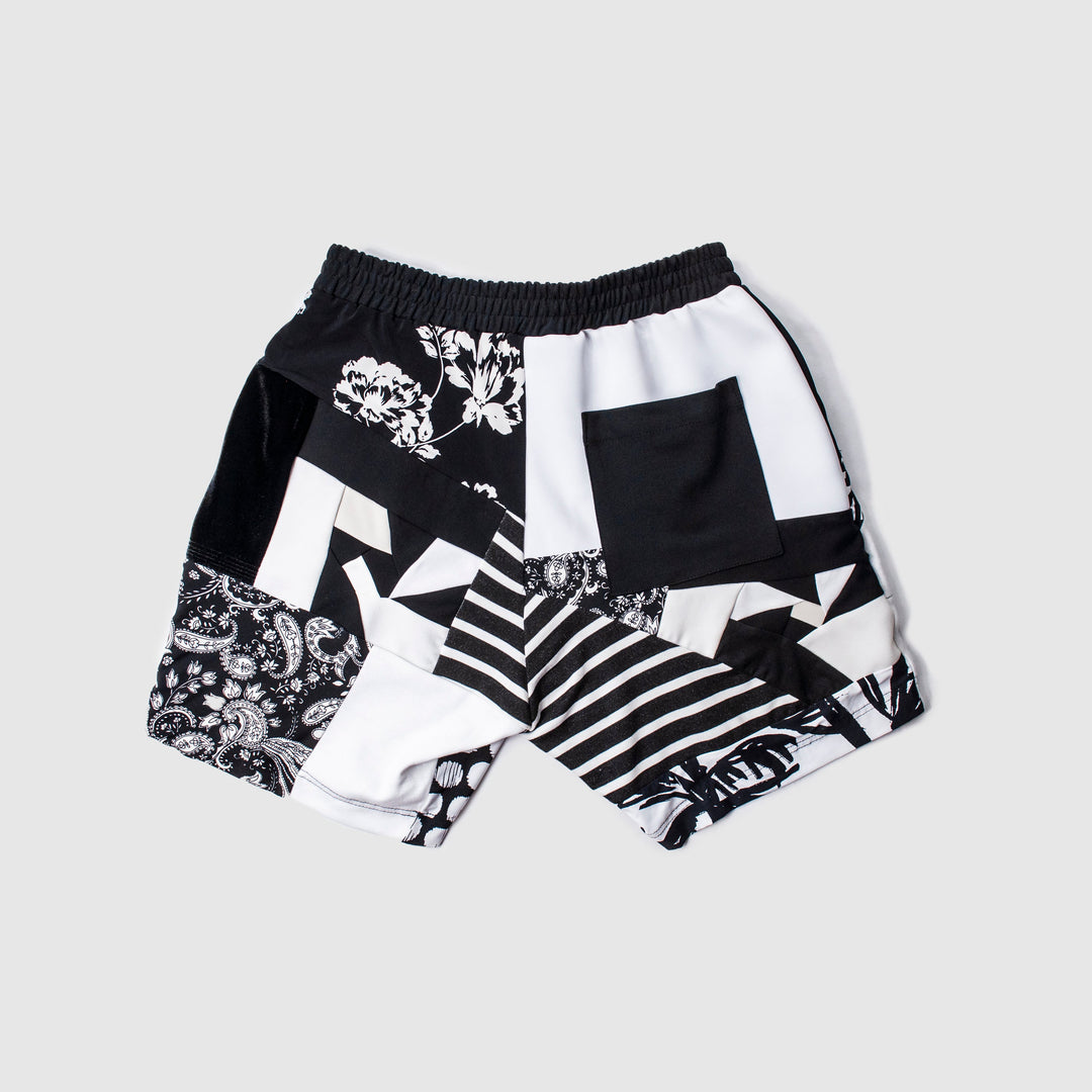 black + white 'all-over reroll' short