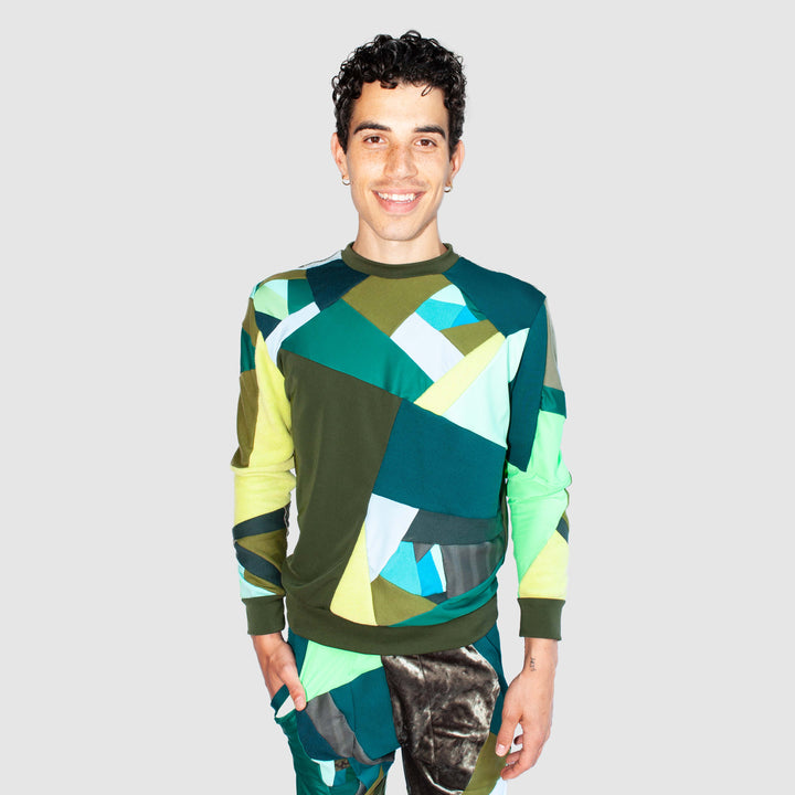 green 'all-over reroll' sweatshirt