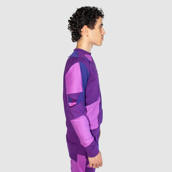 purple 'all-over reroll' sweatshirt