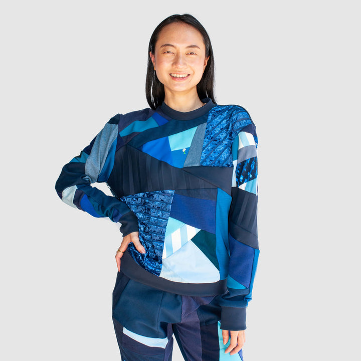blue 'all-over reroll' sweatshirt