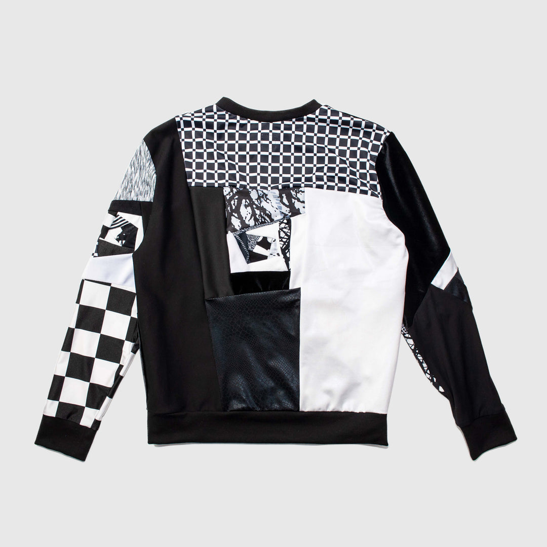 black + white 'all-over reroll' sweatshirt