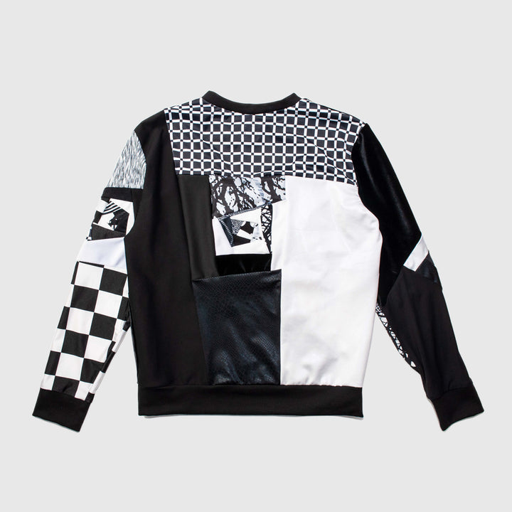 black + white 'all-over reroll' sweatshirt