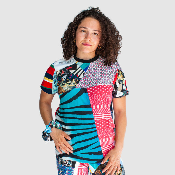 mixed print 'all-over reroll' short sleeve tee shirt
