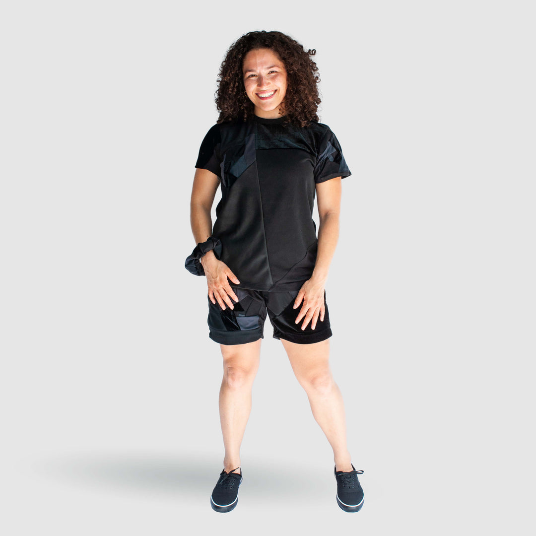 black 'all-over reroll' short sleeve tee shirt