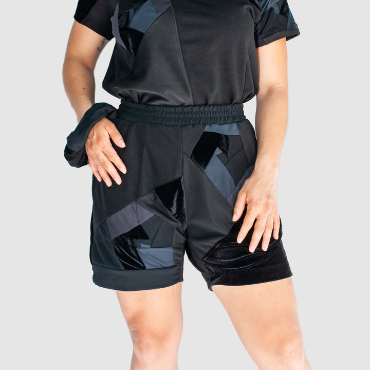 black 'all-over reroll' short
