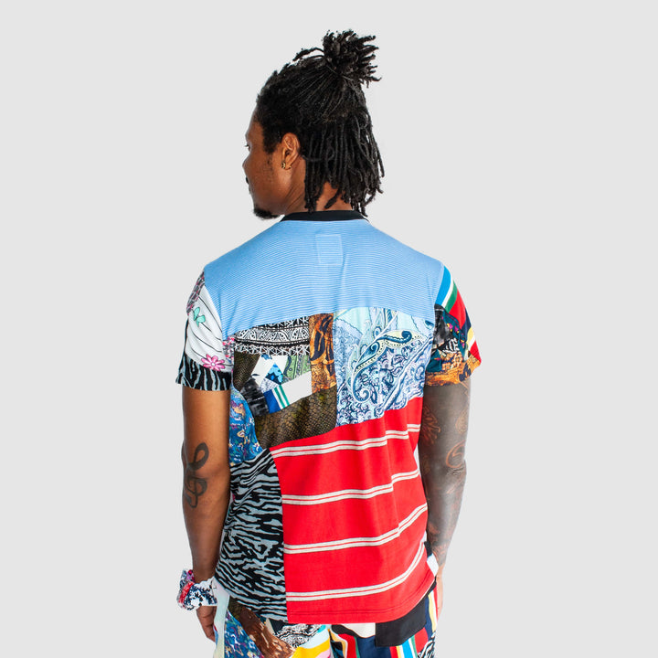 mixed print 'all-over reroll' short sleeve tee shirt