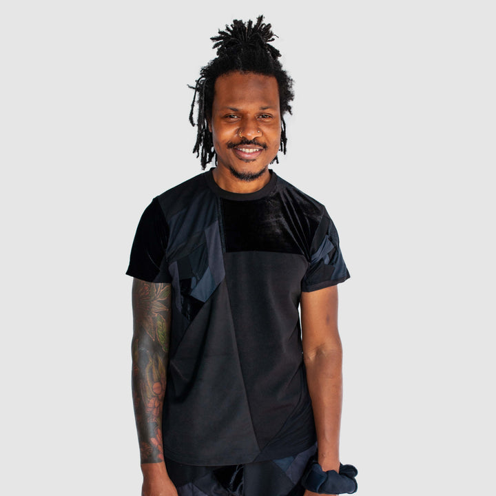 black 'all-over reroll' short sleeve tee shirt