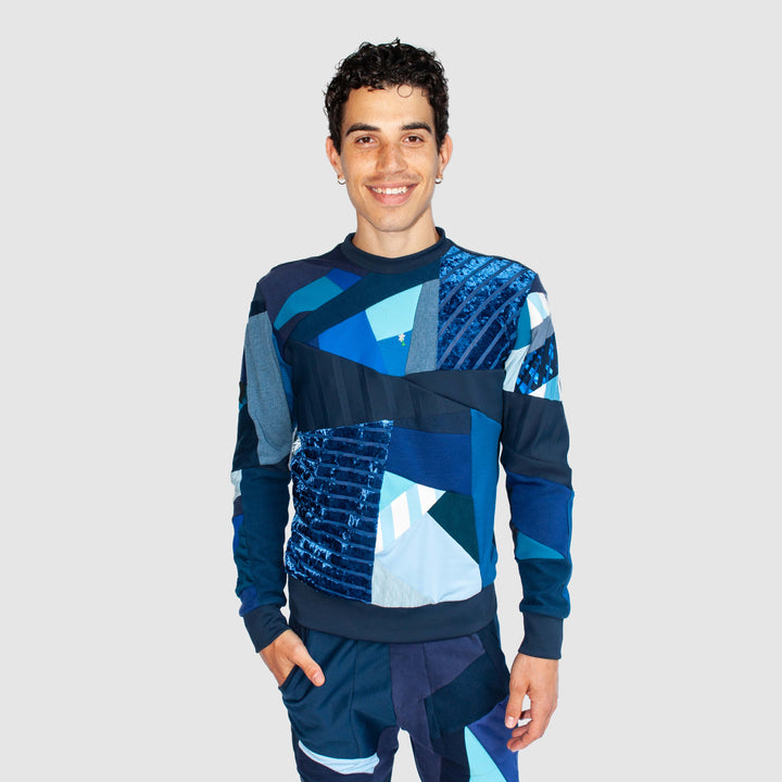 blue 'all-over reroll' sweatshirt