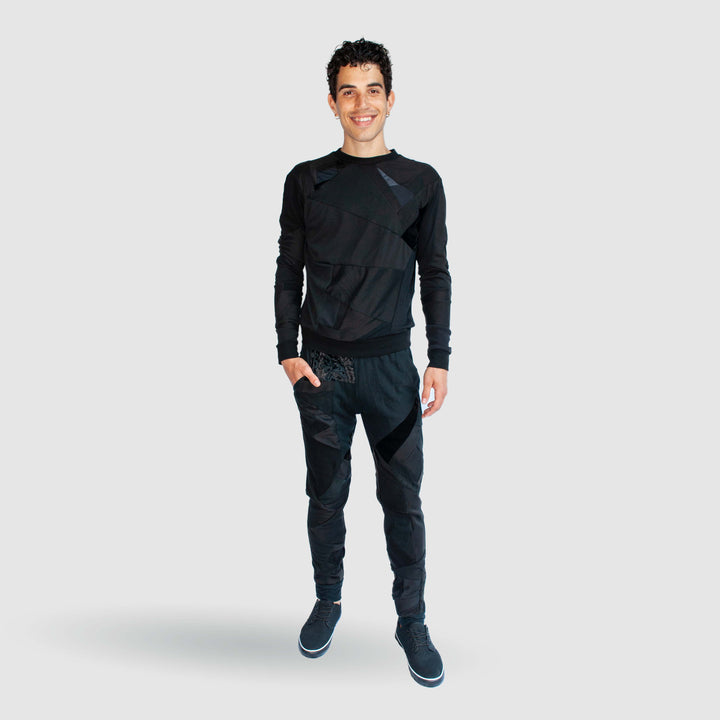 black 'all-over reroll' MEGA bundle (sweatshirt + jogger + shorts + tee shirt)