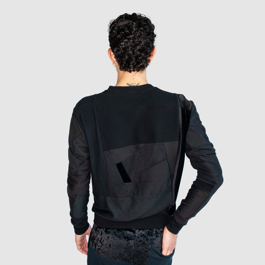 black 'all-over reroll' sweatshirt