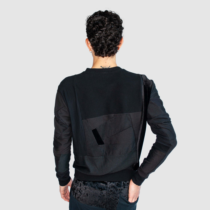 black 'all-over reroll' sweatshirt