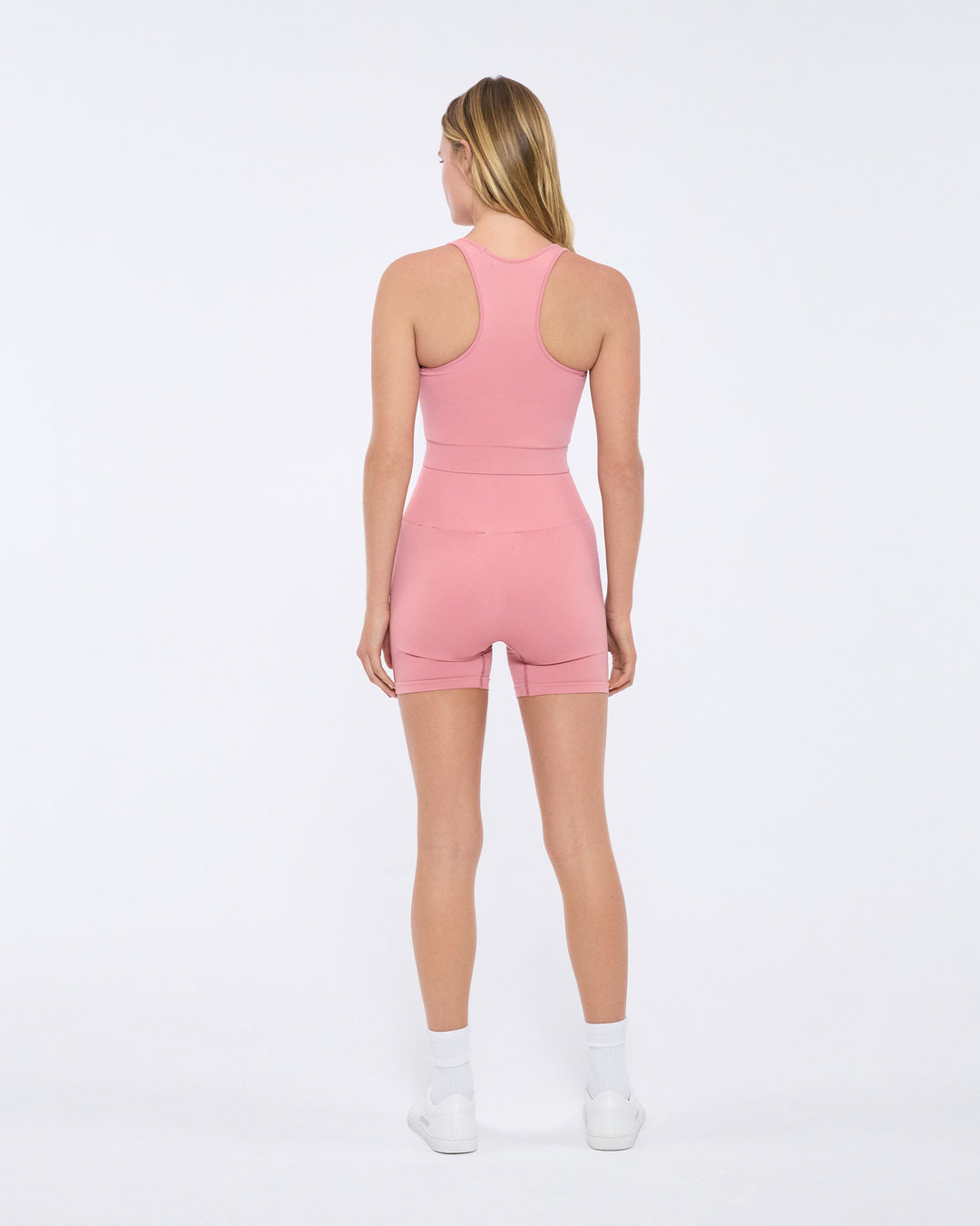 Womens 99% Bio-Based Compressive Ribbed Tank Top—Dewy Rose
