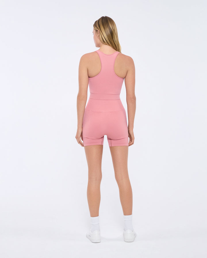 Womens 99% Bio-Based Compressive Ribbed Tank Top—Dewy Rose