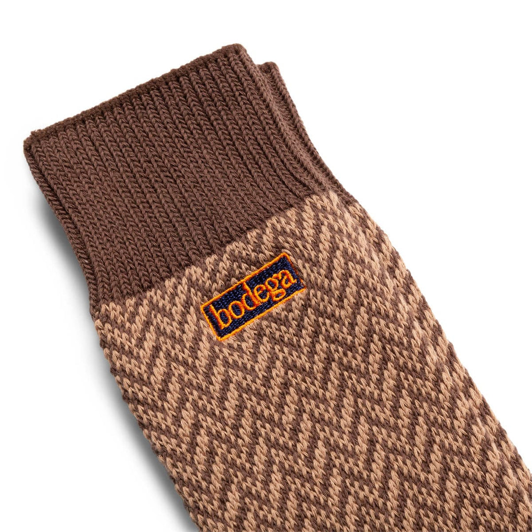 Bodega Herringbone Crew Sock - Brown