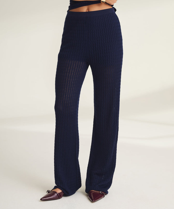 Extra Fine Cable Pointelle Wide Leg Pant