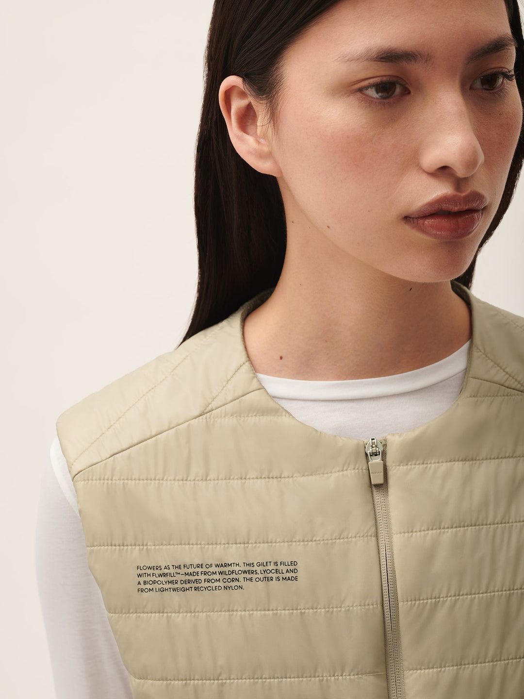 Womens Flower-Warmth Lite Gilet—Wheat Beige