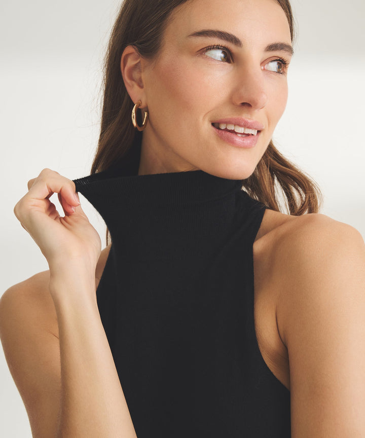 Super Fine Cashmere Sleeveless Turtleneck