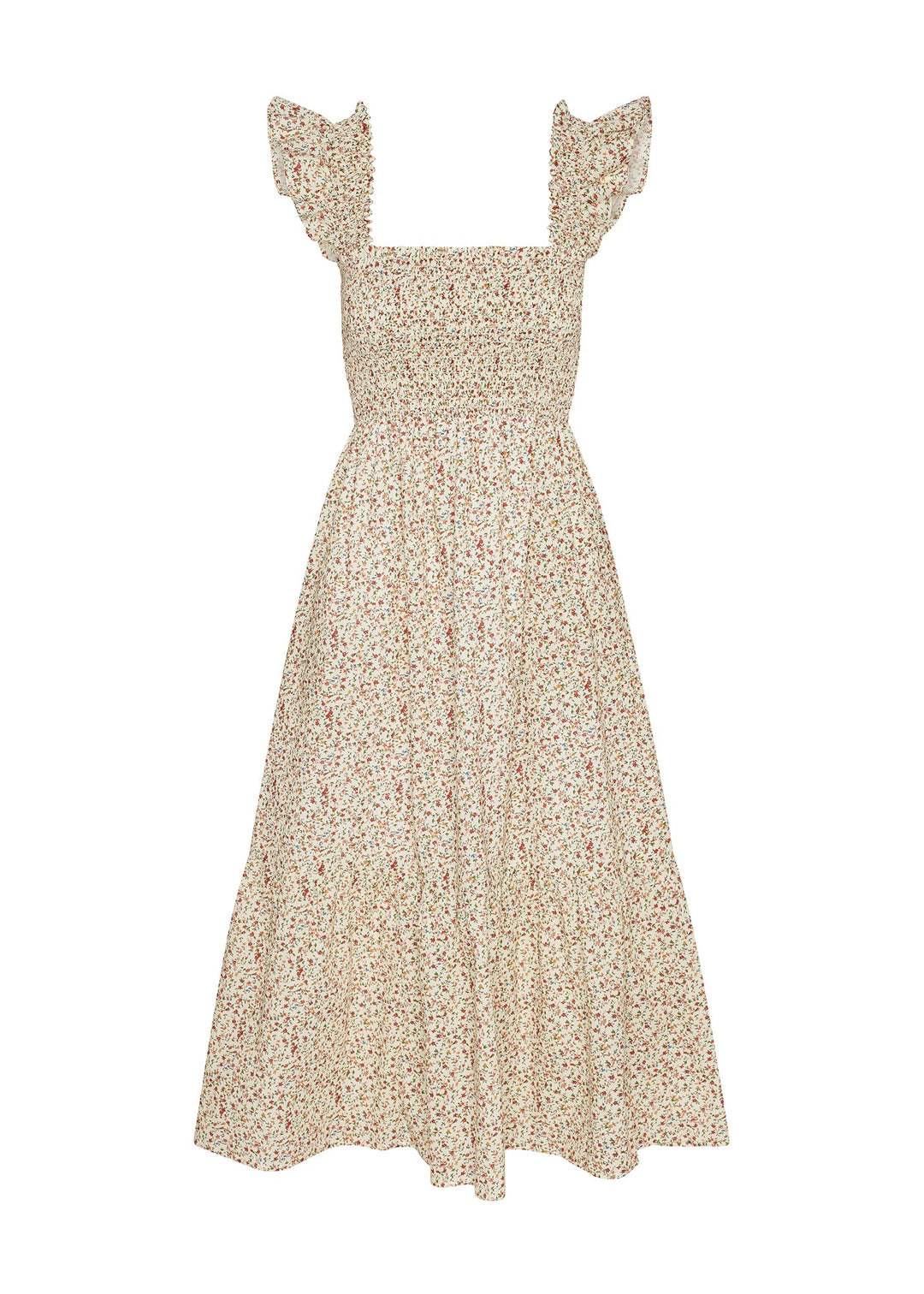 The Flounce Smocked Midi Dress