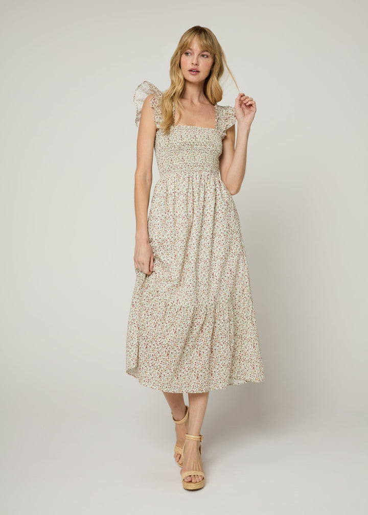 The Flounce Smocked Midi Dress