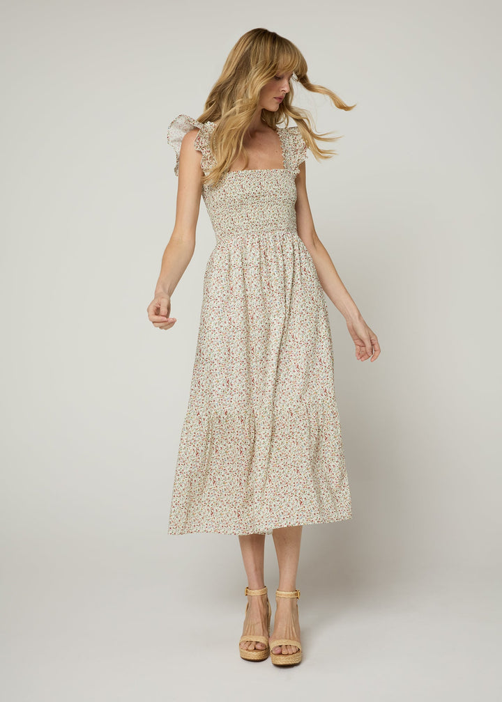 The Flounce Smocked Midi Dress