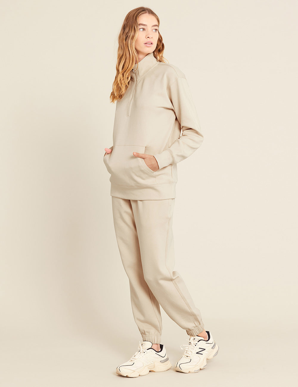 Unisex Quarter Zip Sweater - Sand