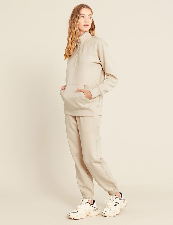 Unisex Quarter Zip Sweater - Sand