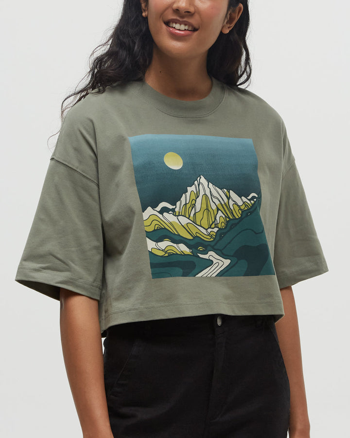 Emerald Edge Oversized Crop T-Shirt