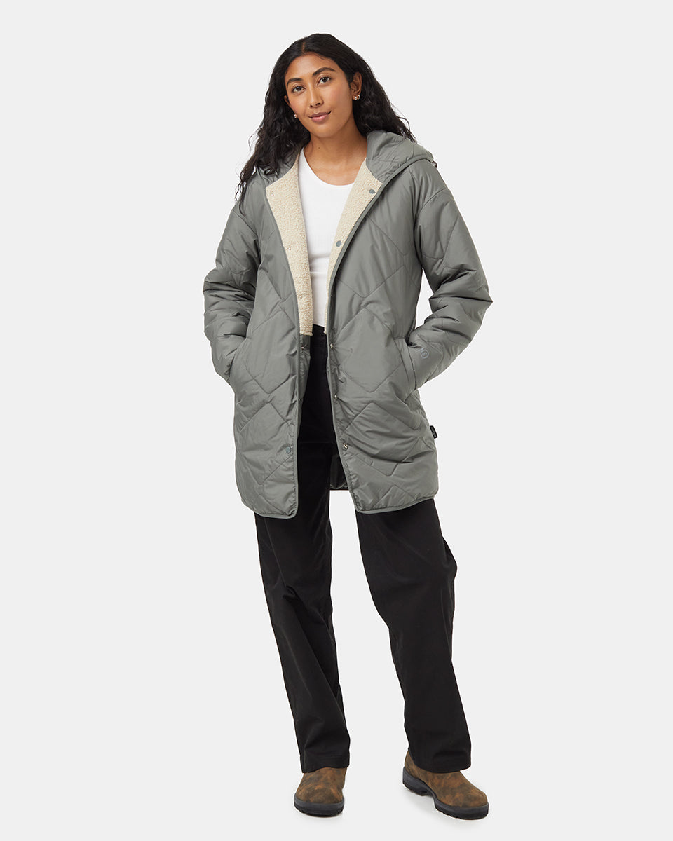Recycled Boucle Reversible Long Jacket