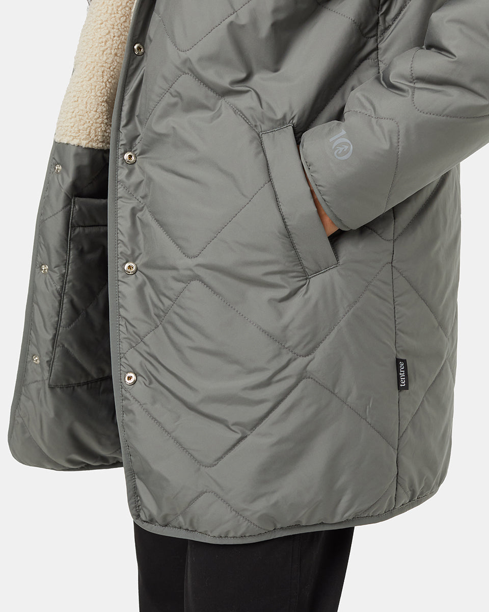Recycled Boucle Reversible Long Jacket
