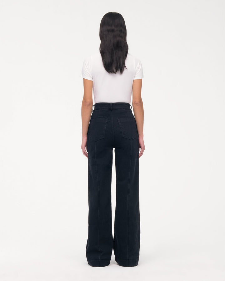 High Waisted Denim Trouser