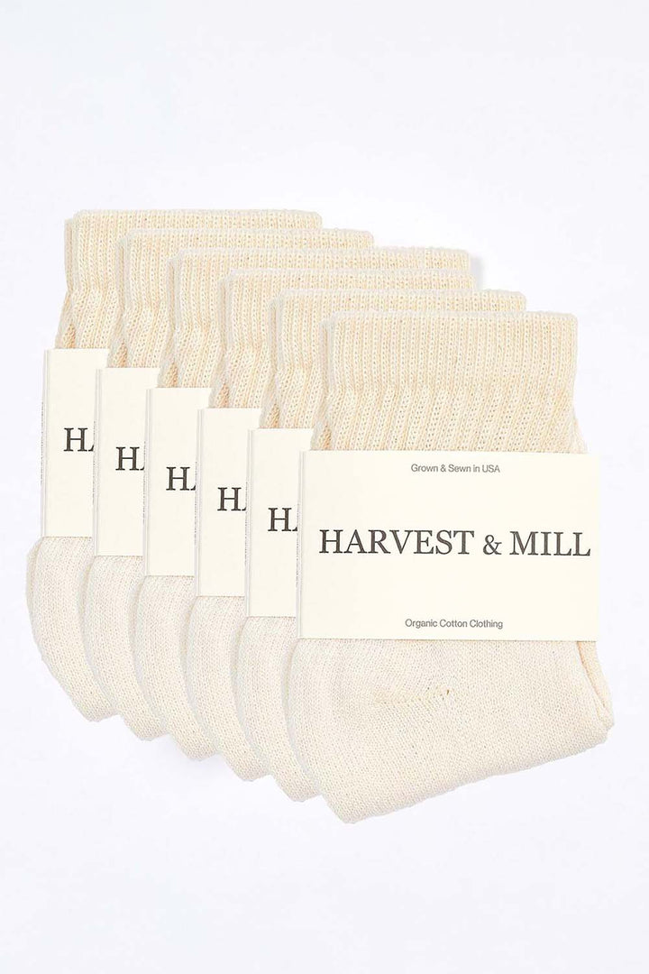 Men's 6 Pack Organic Cotton Socks Natural-White Ankle
