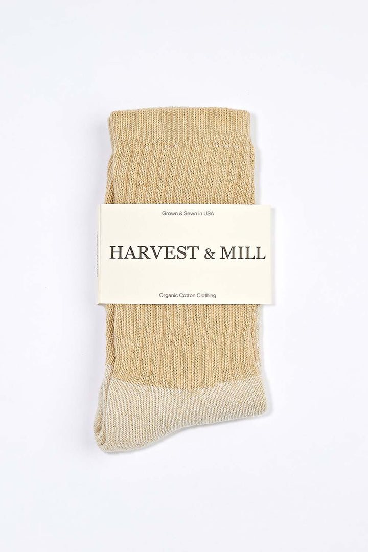 Men's 6 Pack Organic Cotton Socks Tan-Green Crew