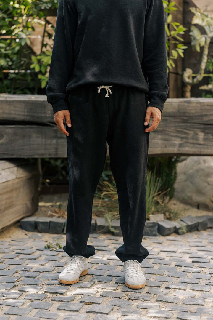 Men's Organic Heavyweight Fleece Sweatpants in Black