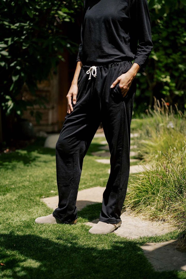 Women's Organic Drawstring Only Lounge Pants in Black