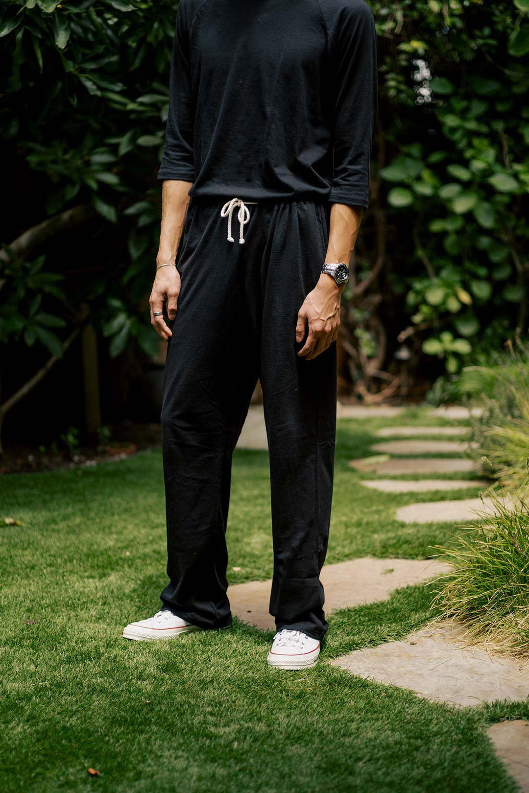 Men's Organic Drawstring Only Lounge Pants in Black