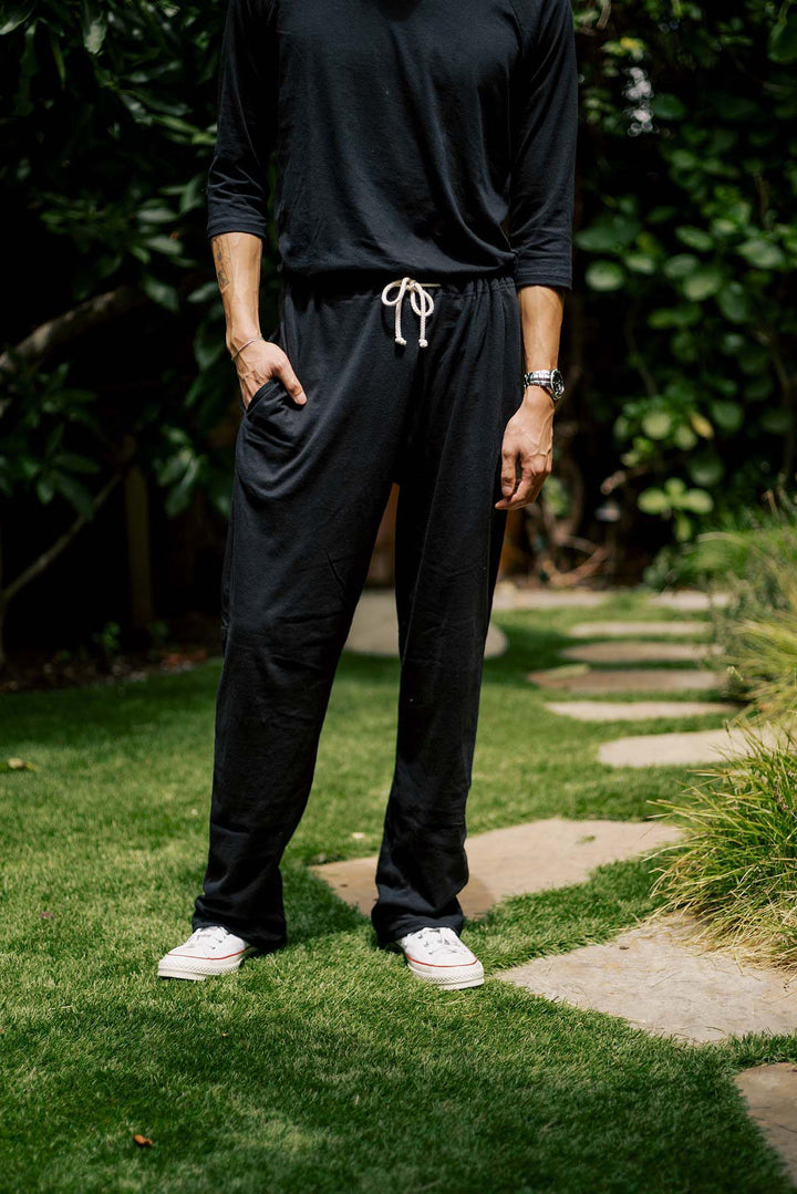 Men's Organic Drawstring Only Lounge Pants in Black
