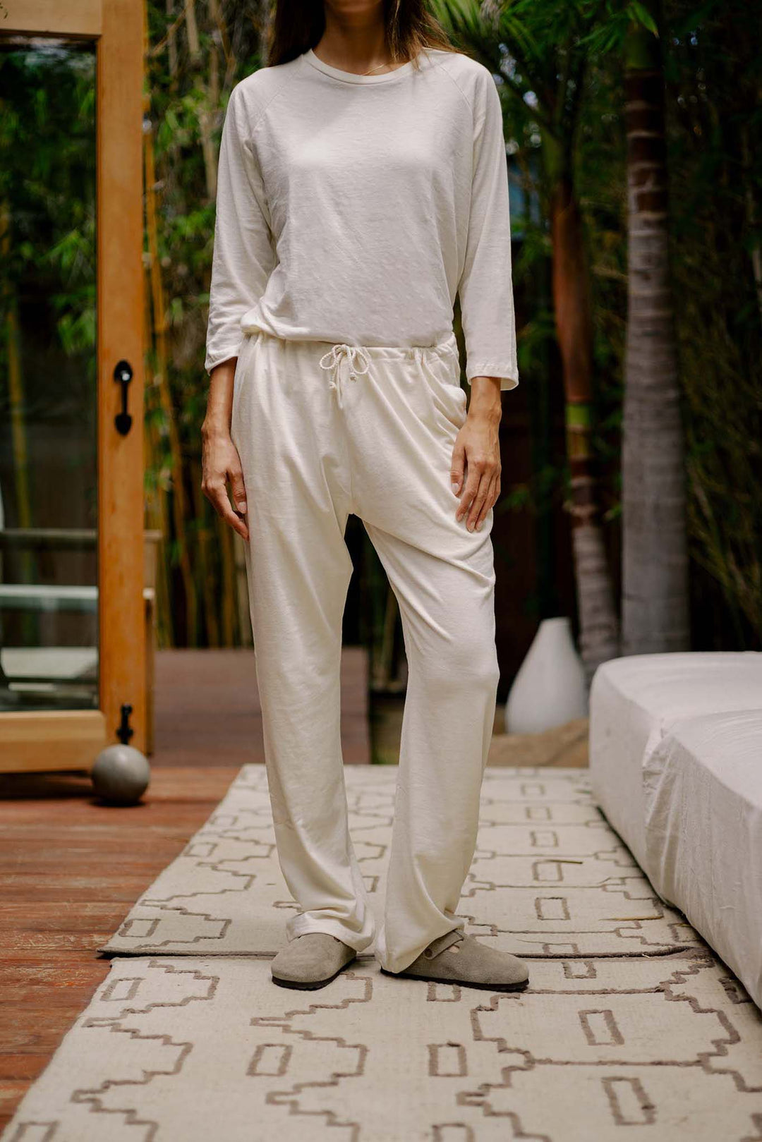 Women's Organic Drawstring Only Lounge Pants in Natural