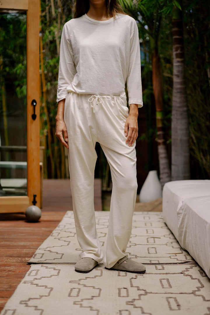 Women's Organic Drawstring Only Lounge Pants in Natural