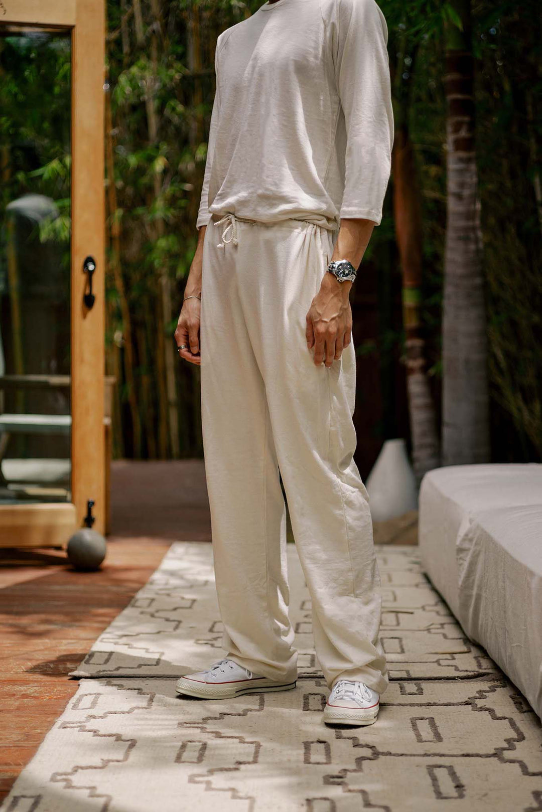 Men's Organic Drawstring Only Lounge Pants in Natural